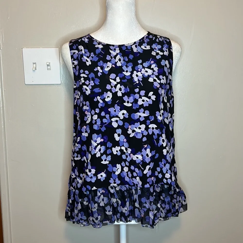 Kate Spade Floral Hydrangea Silk Double Layer Tank Size Extra Small